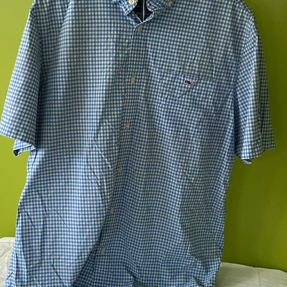 Vineyard Vines Blue Casual Button Down Shirt Gingham Pattern